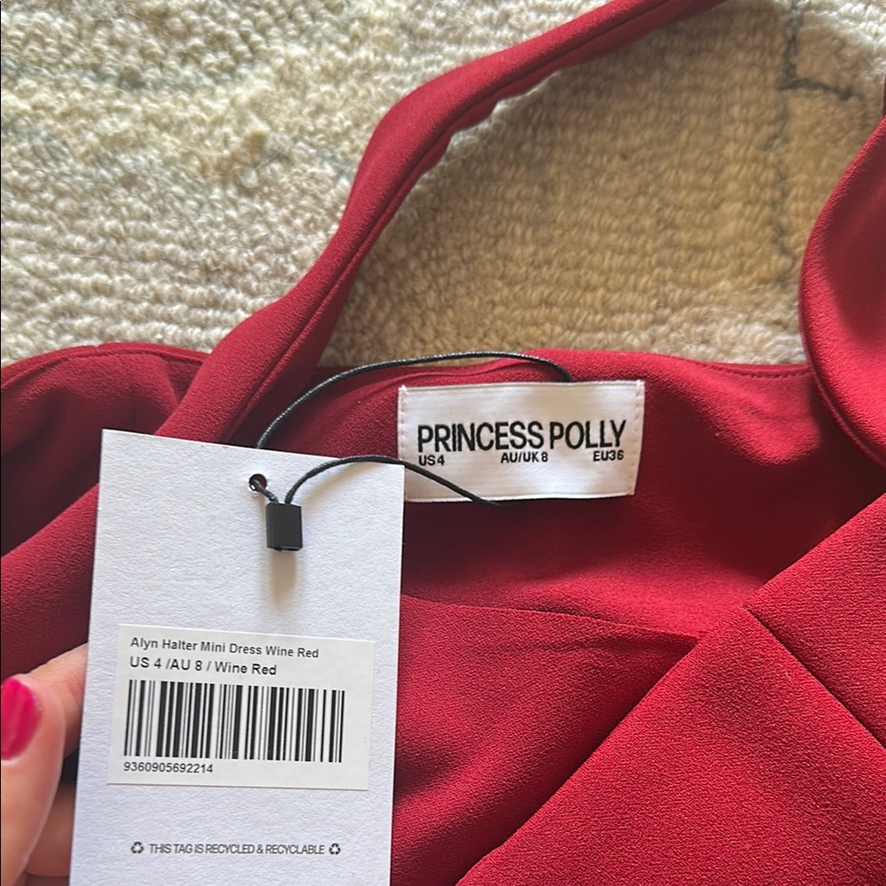 Princess Polly Alyn Halter Minu Dress Wine Red - Picture 2 of 4
